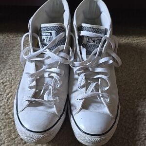 Converse White High-Top Canvas Sneakers with Black Trim